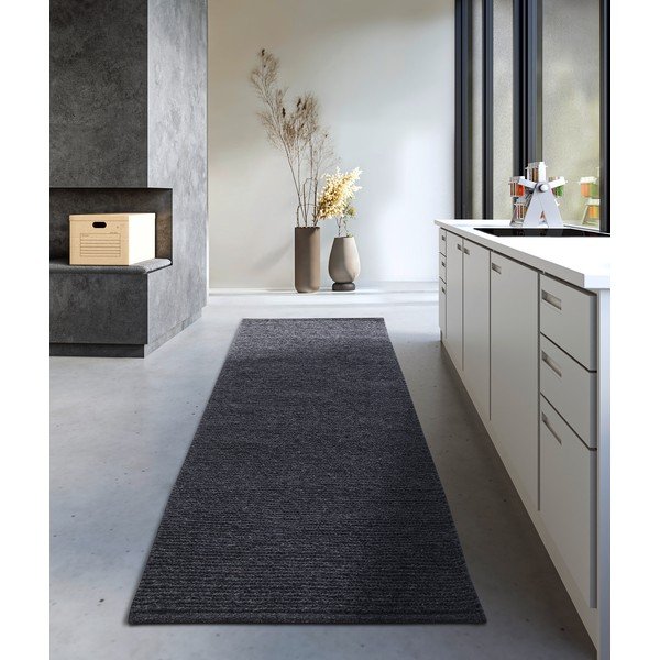 Sötétszürke kézi szövésű gyapjú futószőnyeg 80x200 cm Francois – Villeroy&Boch-image-1