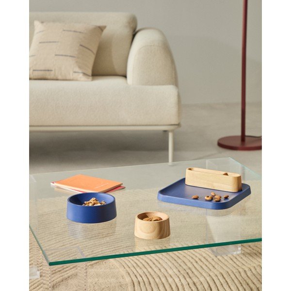 Sötétkék-natúr színű fa szervírozó tálka szett 4 db-os Bletz – Kave Home-image-1