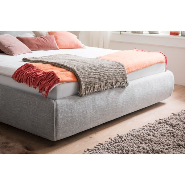 Szürke kárpitozott ágyneműtartós franciaágy ágyráccsal 180x200 cm Atesio – Meise Möbel-image-1