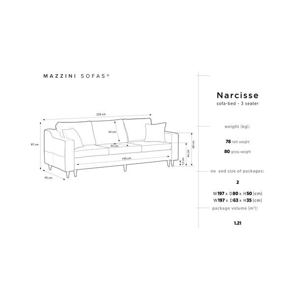 Narcisse világoszöld háromszemélyes kinyitható kanapé tárolóhellyel - Mazzini Sofas-image-3