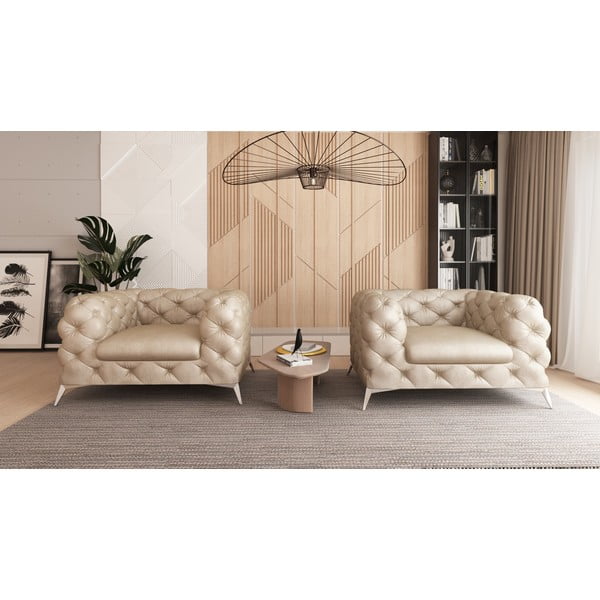 Bézs bársony fotel Chelsea – Ropez-image-1