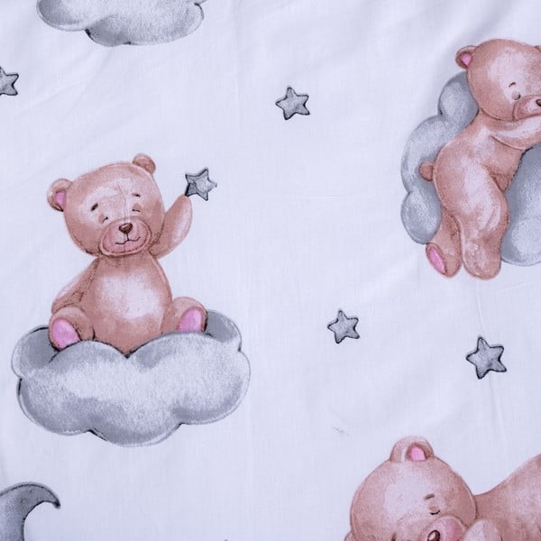Fehér pamut gyerek ágyneműhuzat babaágyhoz 100x135 cm Teddy Bear "Ribbon" – Jerry Fabrics-image-4
