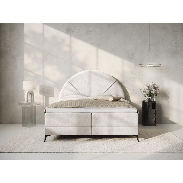 Bézs boxspring ágy tárolóhellyel 180x200 cm Sunset – Cosmopolitan Design-image-1