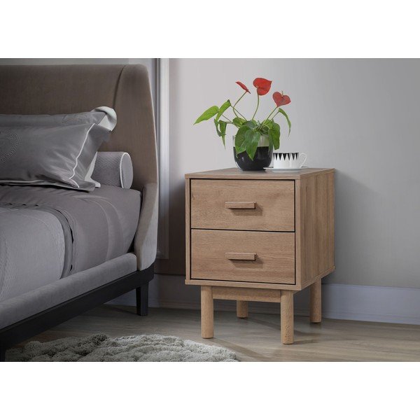 Natúr színű éjjeliszekrény tölgyfa dekorral Melanie – Støraa-image-1