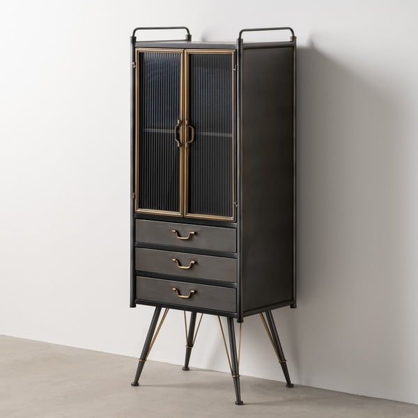 Fekete fém tálalószekrény 58x150 cm Brick – Ixia-image-3