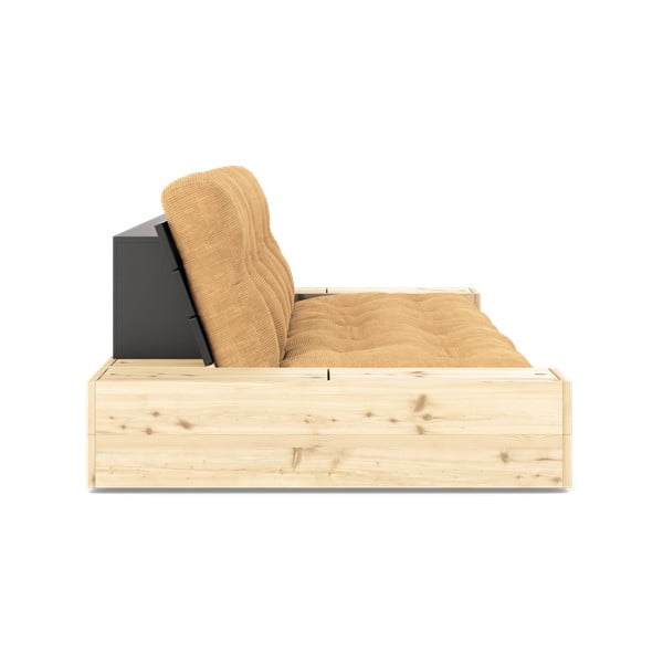 Mustársárga-világosbarna kordbársony kinyitható kanapé 244 cm Base – Karup Design-image-3
