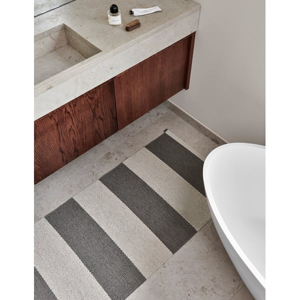 Antracitszürke-krémszínű kültéri-beltéri futószőnyeg 70x225 cm Bob Charcoal Linen – Pappelina-image-4