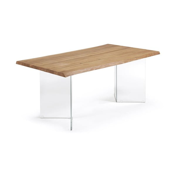 Natúr színű étkezőasztal tölgyfa dekoros asztallappal 90x160 cm Lotty – Kave Home-image-3