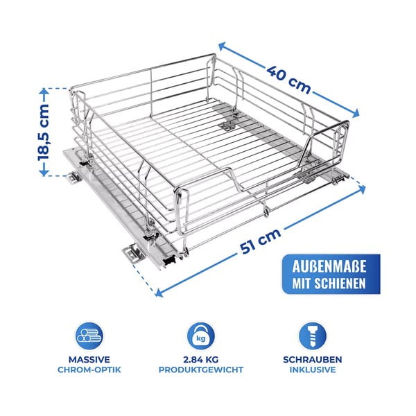 Slide rozsdamentes acél kihúzható polc, 51 x 40 cm - Maximex-image-3
