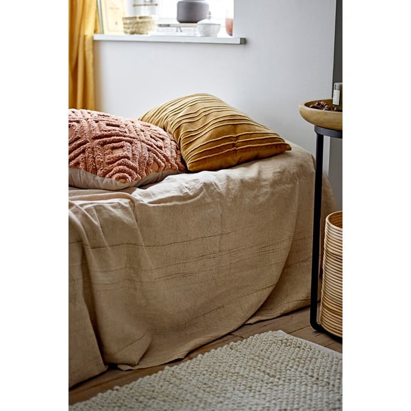 Barna len keverék ágytakaró 150x200 cm Terni – Bloomingville-image-1