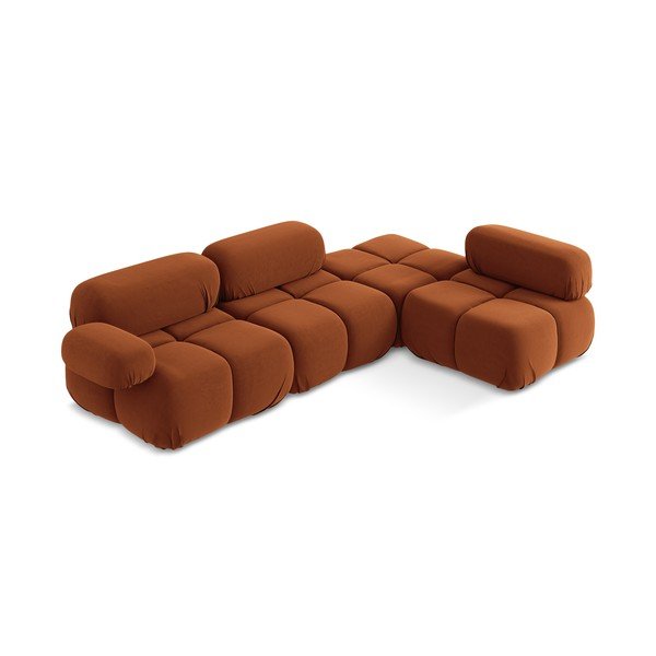 Narancssárga bársony moduláris sarokkanapé (jobb oldali) Lokua – Makamii-image-1