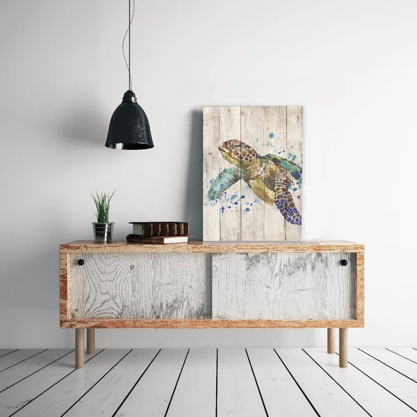 Watercolor Turtle dekor fa fali tábla, 40 x 60 cm - Surdic-image-1