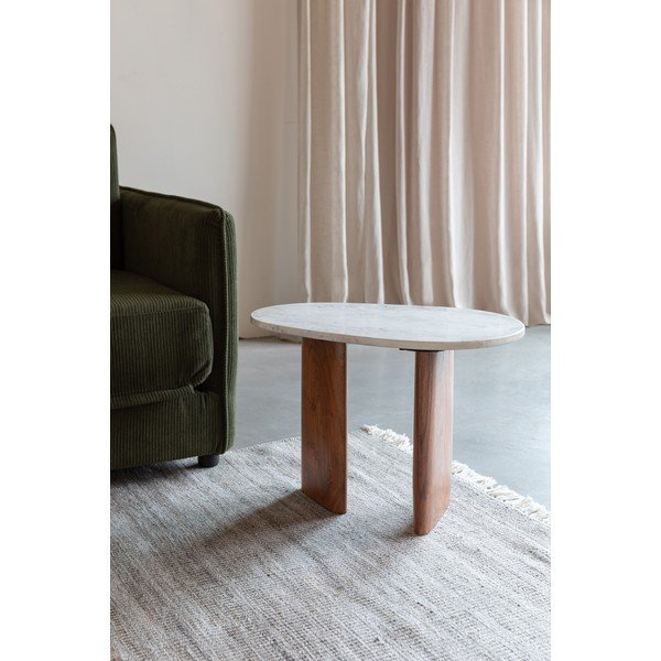 Tárolóasztal márvány asztallappal 37x56 cm Tanda – White Label-image-1