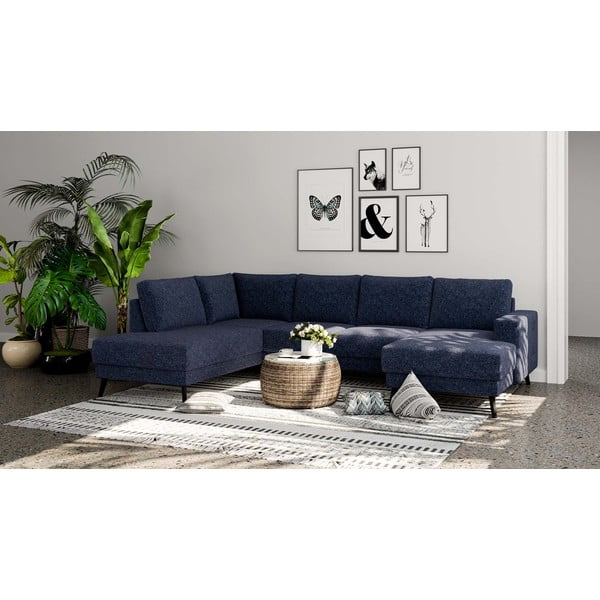 Sötétkék sarokkanapé (bal oldali) Fynn – Ghado-image-1