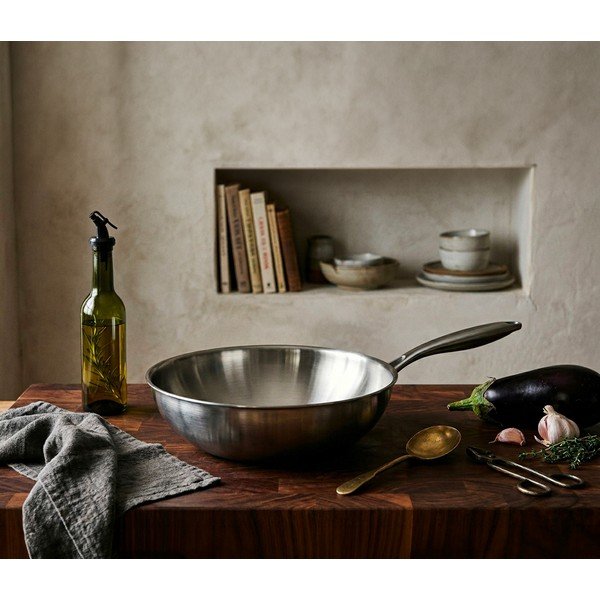 Wok rozsdamentes acél serpenyő ø 30 cm Steela – Orion-image-1