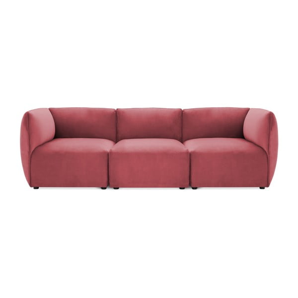 Velvet Cube pirosas rózsaszín háromszemélyes, elemes ülőgarnitúra - Vivonita