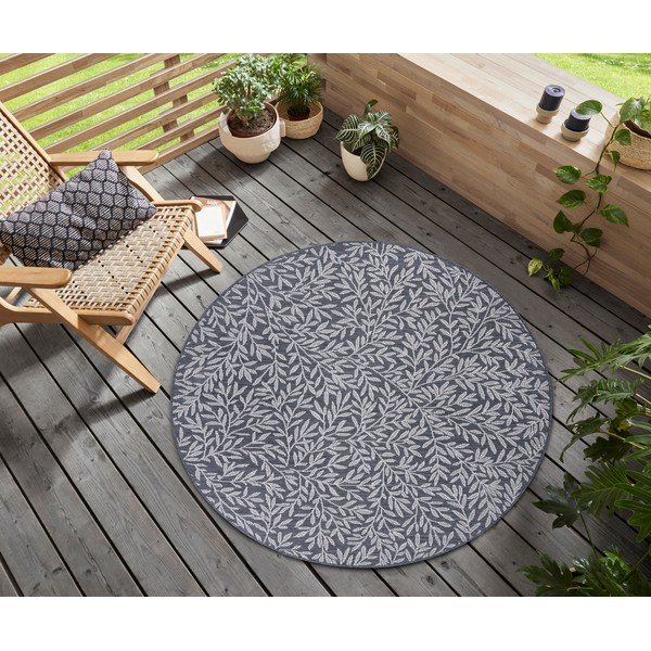 Antracitszürke kerek szőnyeg ø 120 cm Twig – Hanse Home-image-1