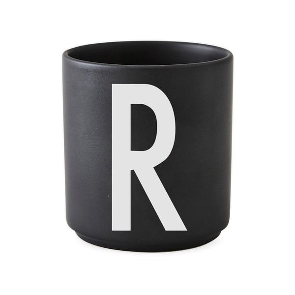 Alphabet R fekete porcelánbögre, 250 ml - Design Letters