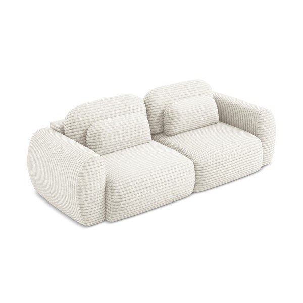 Bézs kordbársony kinyitható-tárolóhelyes kanapé 266 cm Kini – Makamii-image-2