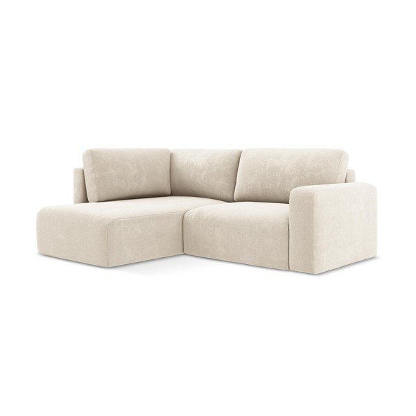 Krémszínű zsenília kinyitható-tárolóhelyes sarokkanapé (bal oldali-L alakú) Kona – Makamii-image-2