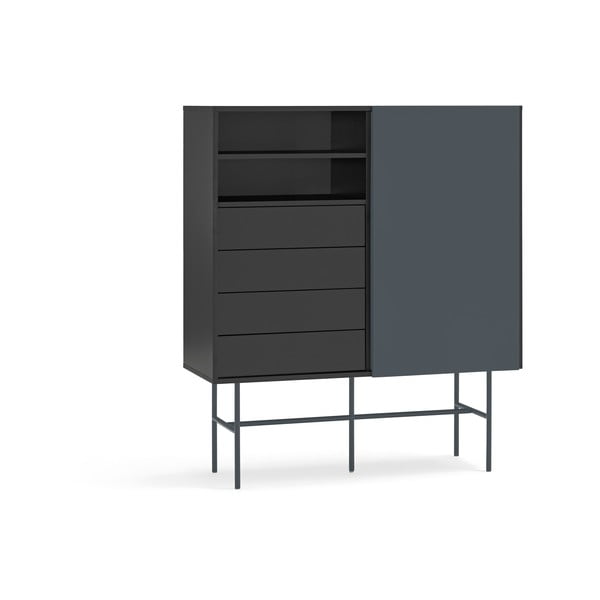 Fekete-antracitszürke magas komód tolóajtóval 120x140 cm Nube – Teulat-image-4