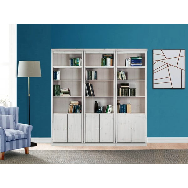 Fehér borovi fenyő könyvespolc 222x223 cm Anita – Støraa-image-2