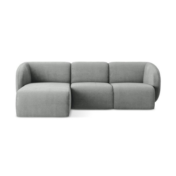 Szürke zsenília sarokkanapé (bal oldali-heverő résszel) Lani – Makamii