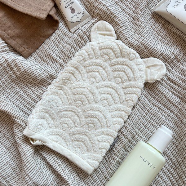 Elefántcsont színű bio pamut mosdókesztyű 14x22 cm Off-White – Cam Cam Copenhagen-image-1