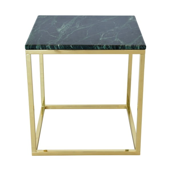Accent tárolóasztal aranyszínű vázzal és zöld márvány asztallappal - RGE