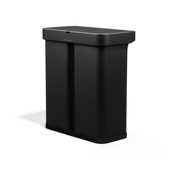 Fekete acél szelektív-érintésmentes szemetes 34+24 l Dual Sensor – simplehuman