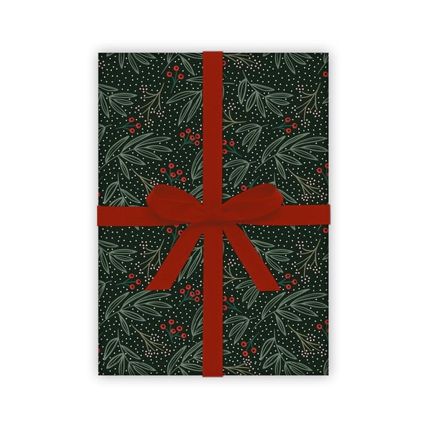Winter Floral 5 ív fekete-zöld csomagolópapír, 50 x 70 cm - eleanor stuart-image-1