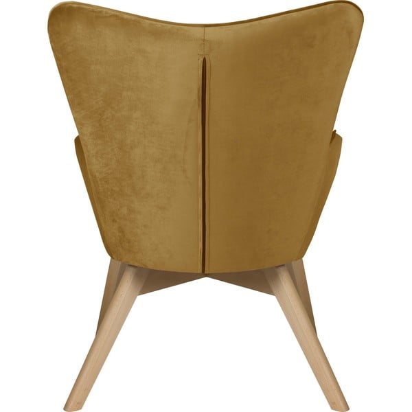 Mustársárga bársony fotel Niko – Ropez-image-4