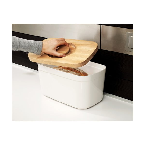Bin fehér kenyértartó, fa tetővel - Joseph Joseph-image-3