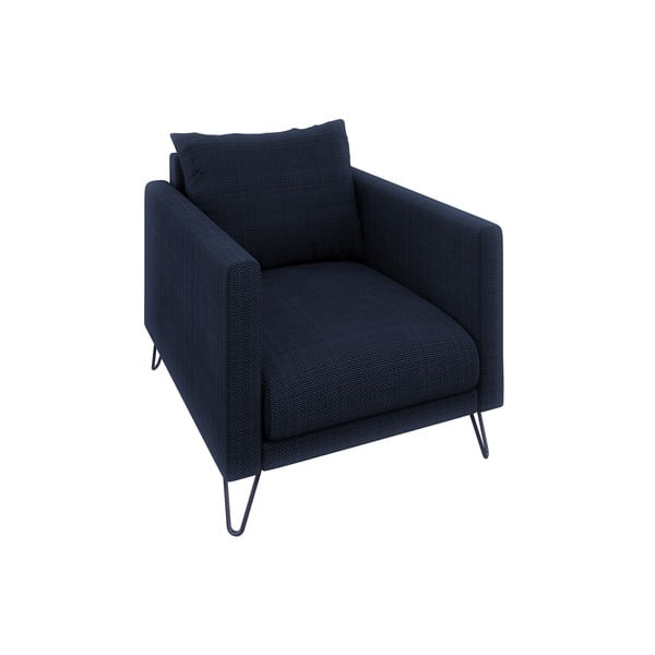 Sötétkék zsenília fotel Freya – Ropez