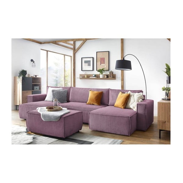 Rózsaszín kordbársony puff Nihad – Bobochic Paris-image-1