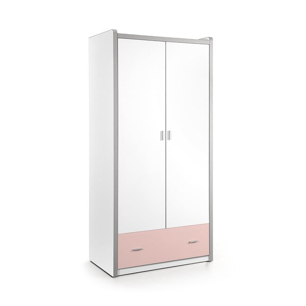 Bonny fehér-rózsaszín ruhásszekrény, 202 x 96,5 cm - Vipack