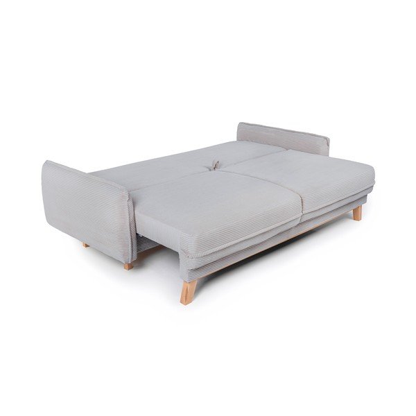 Világosszürke kordbársony kinyitható-tárolóhelyes kanapé 218 cm Tori – Bonami Selection-image-2