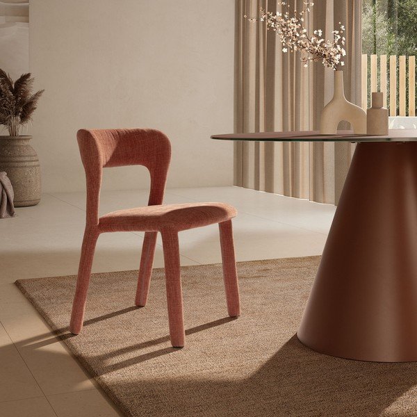 Terrakotta színű kárpitozott étkezőfotel Lilia – MOME-image-1