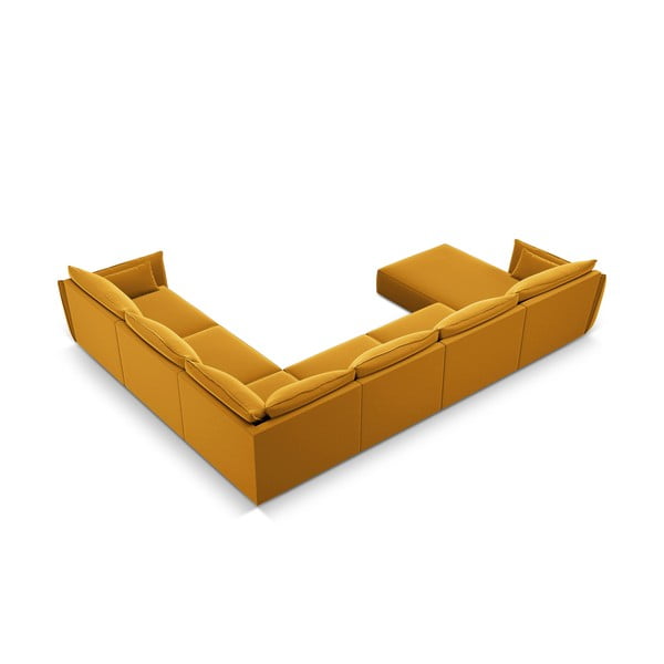 Mustársárga bársony sarokkanapé (jobb oldali-U alakú) Vanda – Mazzini Sofas-image-3