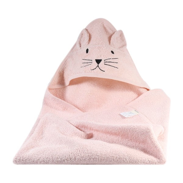 Cat rózsaszín pamut kapucnis gyerek törölköző - Kindsgut-image-4