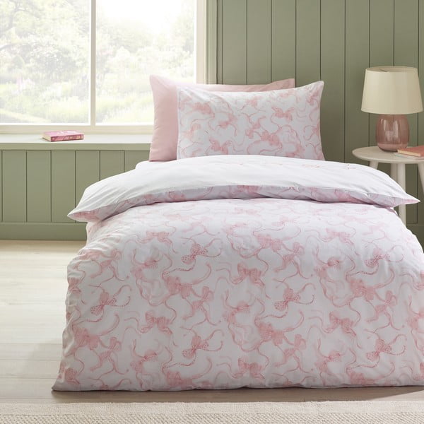 Fehér egyszemélyes ágyneműhuzat 135x200 cm Bow Embroidery – Catherine Lansfield-image-2