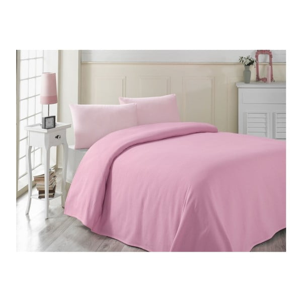 Pembe könnyű rózsaszín pamut ágytakaró, 200 x 230 cm