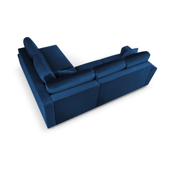 Kék bársony kinyitható tárolóhelyes sarokkanapé (jobb oldali-L alakú) Kyoto – Cosmopolitan Design-image-4