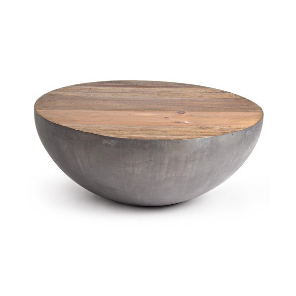 Szürke-natúr színű fém kerek dohányzóasztal ø 90 cm Lancaster – Bizzotto