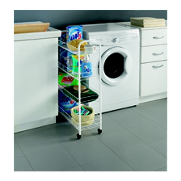 Fehér fém gurulós polcos állvány 23x84 cm – Metaltex-image-3