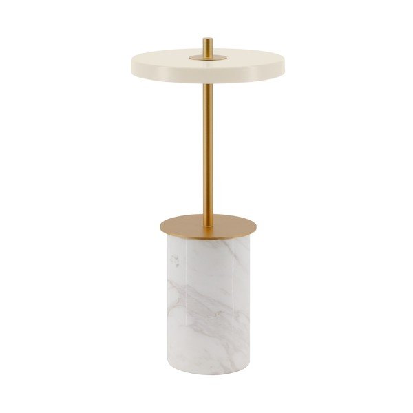 Krémszínű márvány LED dimmelhető asztali lámpa fém búrával (magasság 25,5 cm) Asteria Move Mini – UMAGE