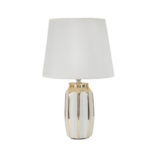 Fehér-aranyszínű kerámia asztali lámpa textil búrával (magasság 40,5 cm) Cassy – Mauro Ferretti