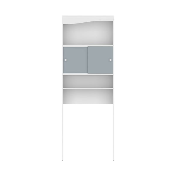 Fehér-szürke szekrény mosógép/WC fölé 64x177 cm Wave – TemaHome