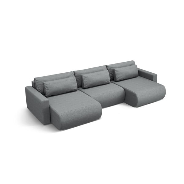 Szürke kinyitható tárolóhelyes sarokkanapé (U alakú)  Belfast – Cosmopolitan Design-image-1