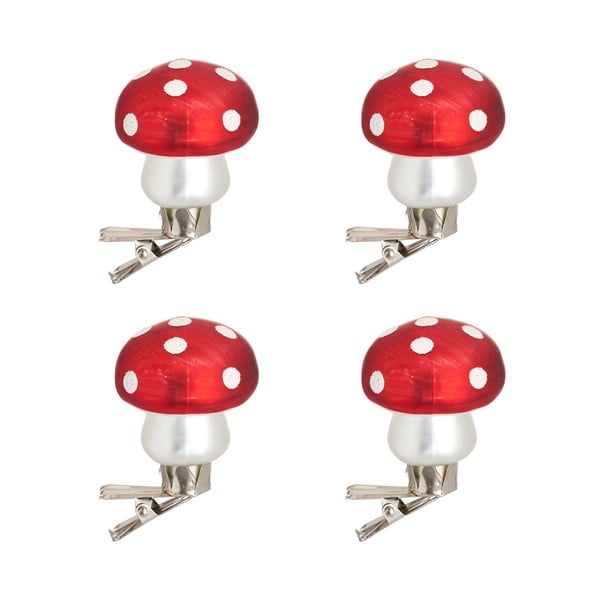 Üveg karácsonyfadísz készlet 4 db-os Mushroom – Sass & Belle